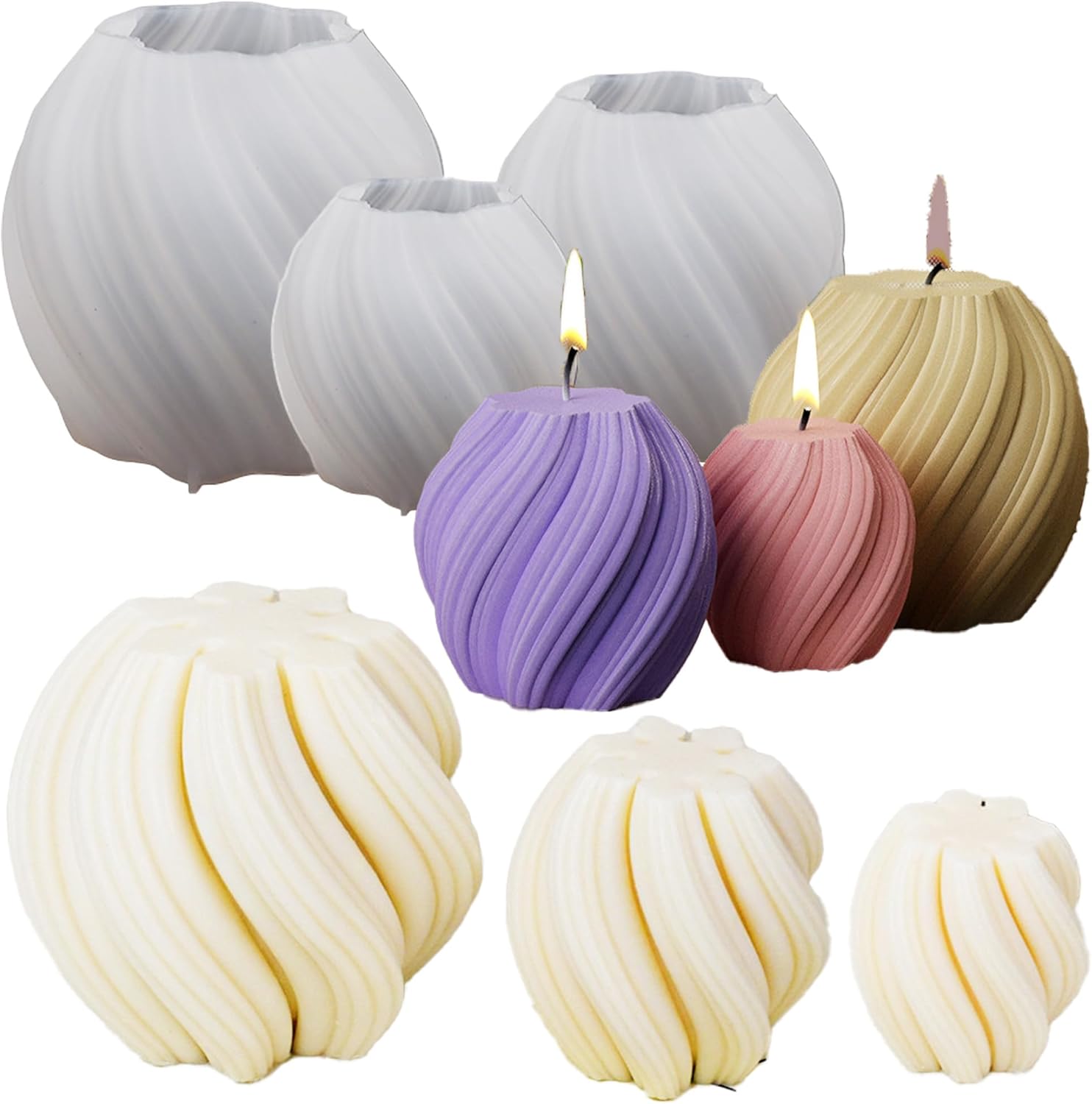 Soap Making Ins - 3 Pack Wave Candle Molds -