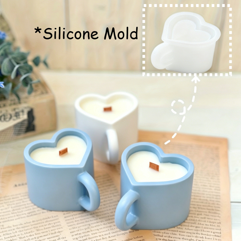 Soap Making Supplies - Heart Shaped Teacup Silicone Mold Reusable