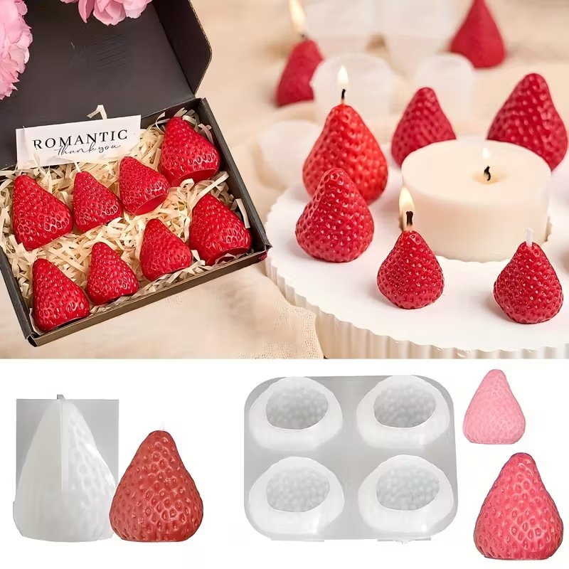 Strawberry Silicone Candle Mol - Soap Making Supplies ulasan dan harga