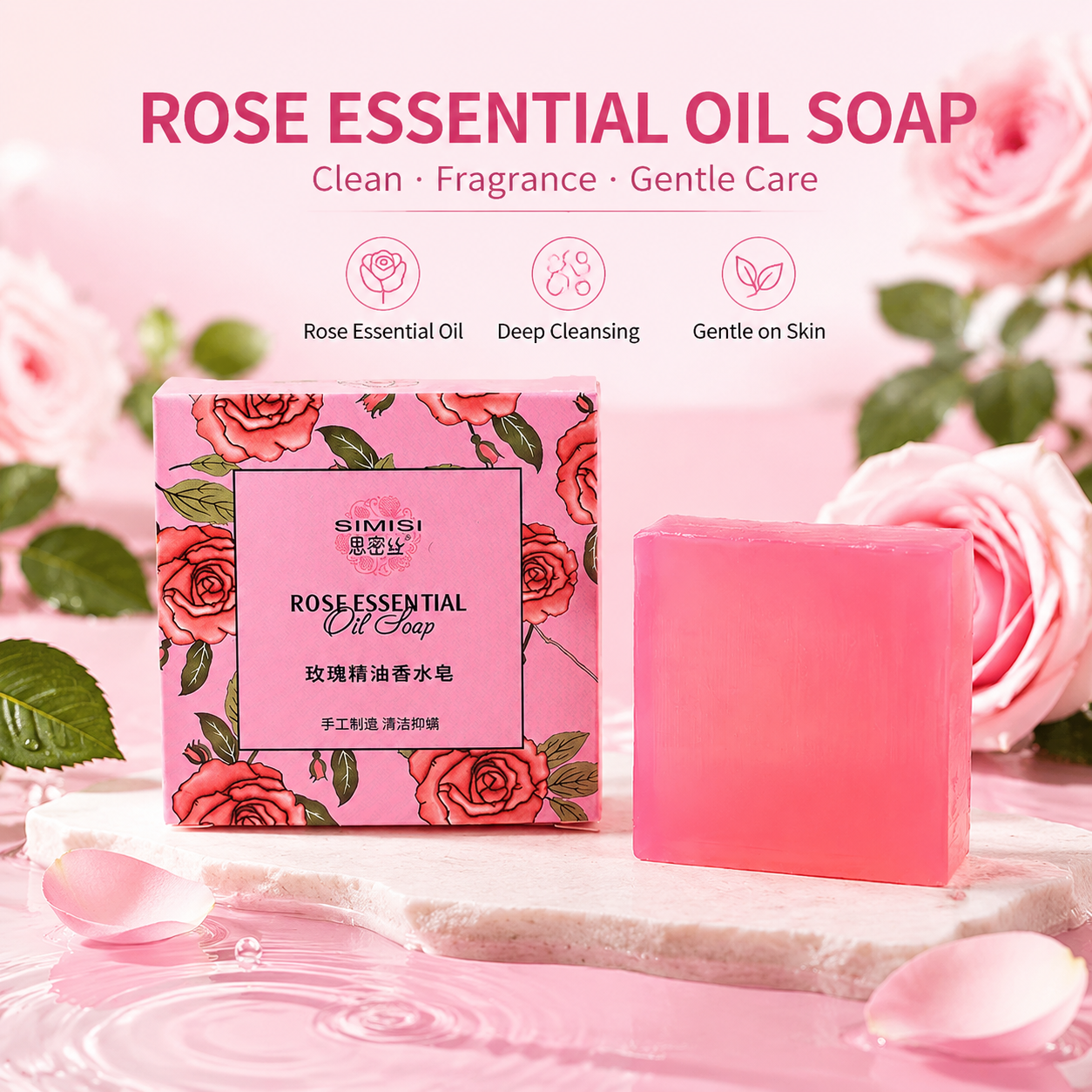 Rose essential oil soap, wash  - Essential Oil Soap ulasan dan harga